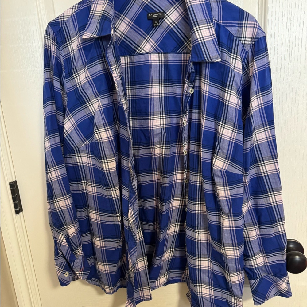 Talbots Woman Plaid Button Down Shirt